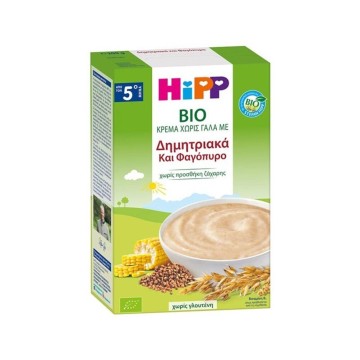 Hipp Bio Κρέμα Χωρίς Γάλα με Δημητριακά και Φαγόπυρο από τον 5ο Μήν... Hipp Bio Κρέμα Χωρίς Γάλα με Δημητριακά και Φαγόπυρο από τον 5ο Μήν...