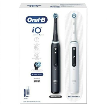 Oral-B iO Series 5 Duo فرشاة أسنان كهربائية أبيض وأسود 2 قطعة