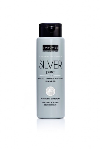 Lorvenn Silver Pure Shampooing Anti-Jaunissement & Brillance pour Cheveux Colorés Gris & Blonds 300 ml