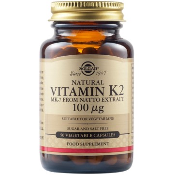 Solgar Vitamin K2 100μg, για Φυσιολογική Πήξη του Αίματος, Οστά, caps 50s
