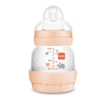 Пластиковая детская бутылочка Mam Easy Start с антиколиками и силиконовой соской для детей от 0 месяцев, оранжевая черепаха, 130 мл