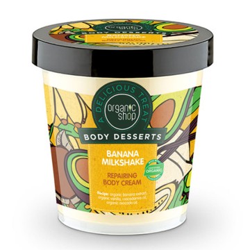 Natura Siberica-Organic Shop Body Desserts, Възстановяващ крем за тяло, бананов млечен шейк, 450 мл