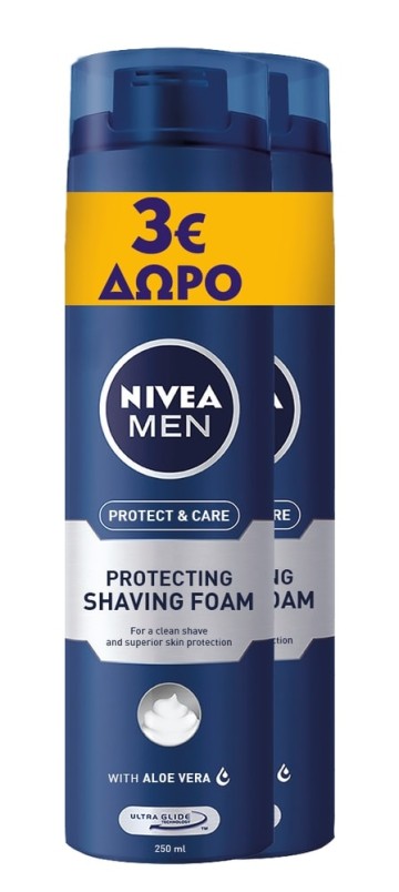 Nivea Protect & Care Aloe Vera Shaving Foam 2x200ml Dhuratë 3 Euro