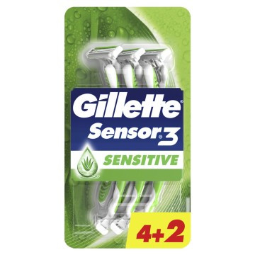 Gillette Sensor 3 Sensitive Ανδρικά Ξυραφάκια Μιας Χρήσης 6τμχ