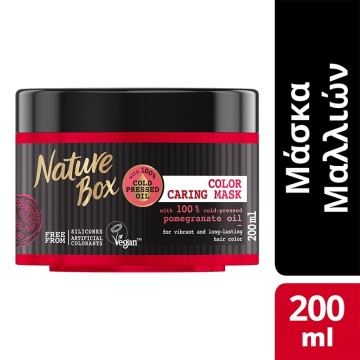 Nature Box Color Caring Mask Pomegranate Oil, Masque capillaire à l'huile de grenade pour cheveux teints 200 ml