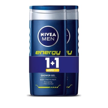 Nivea Shower Energy for Men Ανδρικό Αφρόλουτρο για Πρόσωπο/Σώμα/Μαλλιά 1+1 Δώρο 500ml