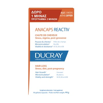 Ducray Anacaps Reactiv για Αντιδραστική Τριχόπτωση, 90 capsules