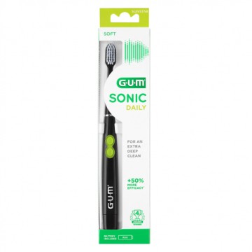 GUM Sonic Daily Soft 4100 Brosse à dents électrique Batterie Noir 1pc