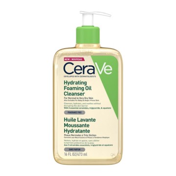 CeraVe Hydrating Foaming Oil Cleanser, очищающее масло для лица и тела для нормальной и сухой кожи, 473 мл