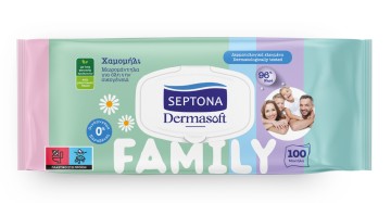 Septona Dermasoft Family Μωρομάντηλα με Χαμομήλι, 100 τεμάχια Septona Dermasoft Family Μωρομάντηλα με Χαμομήλι, 100 τεμάχια