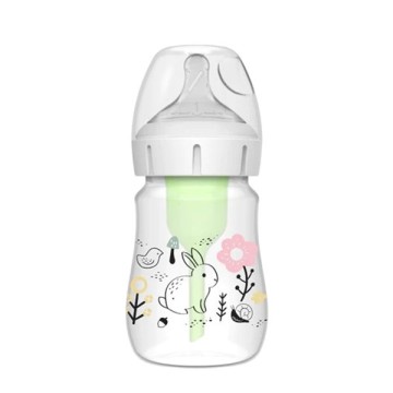 Dr. Browns Natural Flow® Anti-Colic Options+™, Wide Neck Bunny Plastic Baby Bottle for 0m+, 150ml