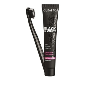 Curaprox Black Is White Зубная паста отбеливающая Свежий лайм-мята 90мл и зубная щетка CS 5460 1шт