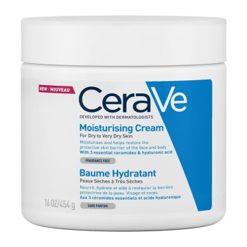 CeraVe Moisturising Cream, Ενυδατική Κρέμα Προσώπου και Σώματος με Ceramides και Υαλουρονικό Οξύ 454gr