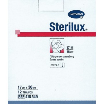 Hartmann Sterilux ES gaze stérile Pharmacie 17 fils 16 plis 17x30cm 12pcs.