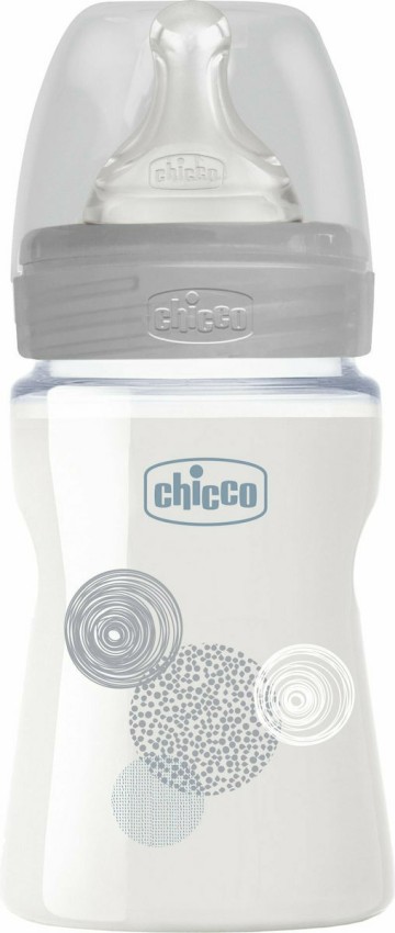 Chicco Γυάλινο Μπιμπερό Well Being Grey Circles, Κατά των Κολικών μ...