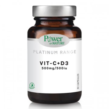 Power of Nature Platinum Range Vit-C + D3 500mg/500iu, 50 Capsules