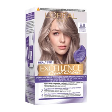 LOreal Excellence Cool Creme Βαφή 8.11 Ψυχρό Σαντρέ Ξανθό Ανοιχτό LOreal Excellence Cool Creme Βαφή 8.11 Ψυχρό Σαντρέ Ξανθό Ανοιχτό