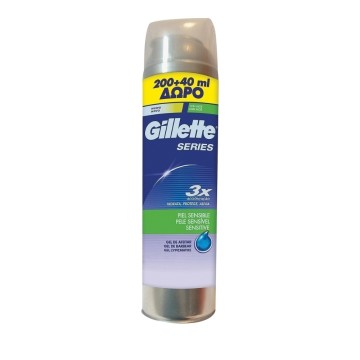 Gel de rasage Gillette Series 3X Sensitive 200 ml et cadeau 40 ml