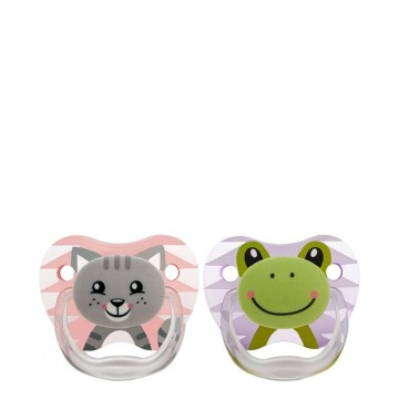 Dr. Browns Silicone Orthodontic Pacifier Animals Pink 0-6m 2pcs