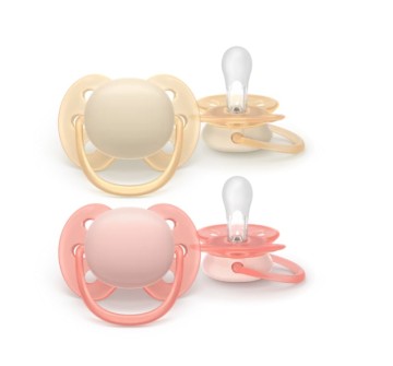 Philips Avent Ultra Soft Ορθοδοντική Πιπίλα Σιλικόνης Κίτρινο/Ροζ 0...