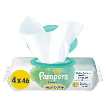 Pampers Harmonie Wipes New Baby Μωρομάντηλα 4x46 τμχ