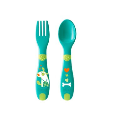 Chicco Babies First Cutlery Set Fork & Spoon 12M+ 2pc
