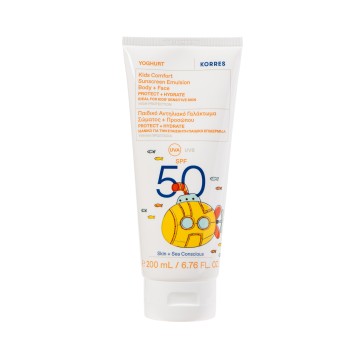 Korres Yogurt Kinder-Sonnenschutzlotion für Körper und Gesicht LSF 50, 200 ml