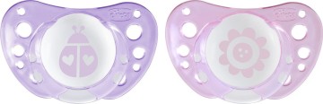 Chicco Силиконова залъгалка Physio Air 0-6m Pink-Purple 2 броя