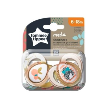Tommee Tippee Moda Silicone Pacifier for Girls 6-18m 2pcs