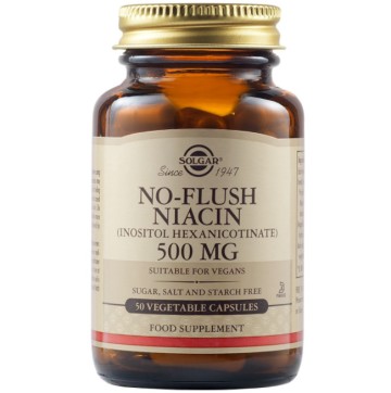 Solgar No-Flush Niacin 500mg Χοληστερίνη Αγγειοδιασταλτικό 50 Capsules