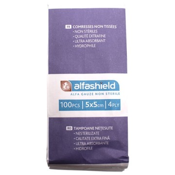 Alfashield Γάζες Μη Αποστειρωμένες 5 x 5cm 4ply 100τμχ Alfashield Γάζες Μη Αποστειρωμένες 5 x 5cm 4ply 100τμχ