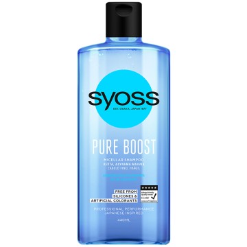 Syoss Shampooing Micellaire Pure Boost pour Cheveux Fins et Faibles 440ml