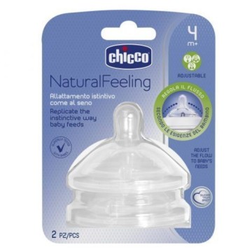 Chicco Natural Feeling Θηλή Σιλικόνης 4m+ Adjustable Flow, 2 τεμάχια