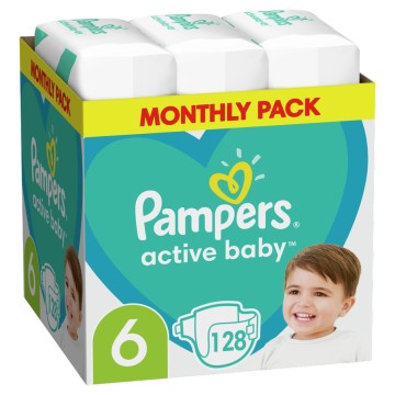 Pampers Monthly Active Baby No6 (13-18kg) 128τμχ