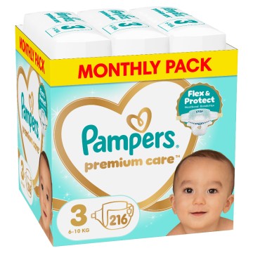 Pampers Premium Care Νο3 (6-10kg), 216 τεμάχια