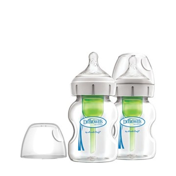 Dr. Shishe për bebe Browns Glass+ Me Qafë të Gjerë & Thimtha Silikoni 150 ml 2 copë.