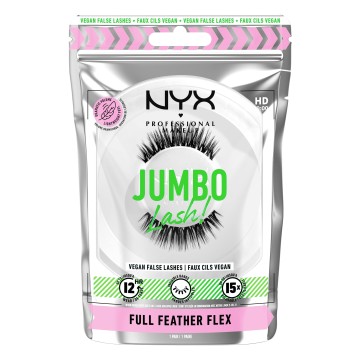 NYX Professional Make Up Jumbo Lash! رموش صناعية نباتية كاملة الريش، زوج واحد