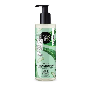 Organic Shop Gentle Face Cleansing Gel for all skin types, Avocado & Aloe 200ml