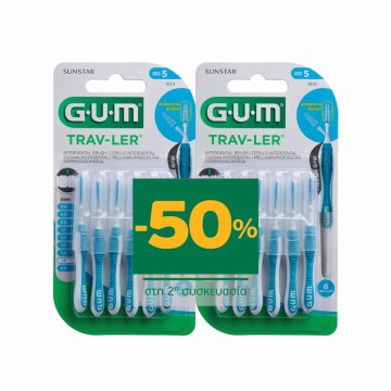 Gum Promo 1614 Trav-Ler Interdental Iso 5 1.6 ملم أزرق مخروطي، 2x6 قطع