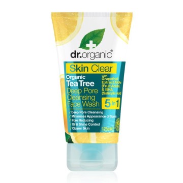 Doctor Organic Skin Clear 5 en 1 Nettoyant Visage Nettoyant pour les Pores en Profondeur 125 ml