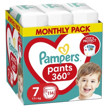 Pantalon mensuel Pampers No7 (17+kg), 114 pièces