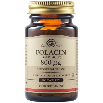Solgar Folacin (Folic Acid) 800ug Αναιμία 100 Tablets