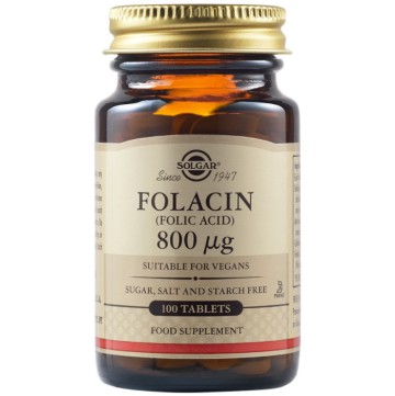 Solgar Folacin (Folic Acid) 800ug Αναιμία 100 Tablets Solgar Folacin (Folic Acid) 800ug Αναιμία 100 Tablets