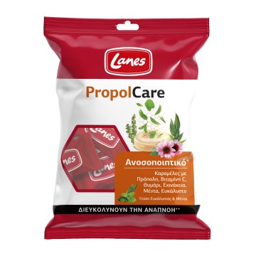 Lanes PropolCare Καραμέλες για το λαιμό Ευκάλυπτος & Μέντα, 54g Lanes PropolCare Καραμέλες για το λαιμό Ευκάλυπτος & Μέντα, 54g
