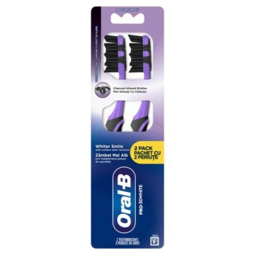 Oral-B Pro 3D White Toothbrush Medium Charcoal Infused Bristles, 2 ...