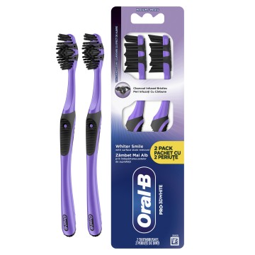 Oral-B Pro 3D White Toothbrush Medium Charcoal Infused Bristles, 2 ... Oral-B Pro 3D White Toothbrush Medium Charcoal Infused Bristles, 2 ...