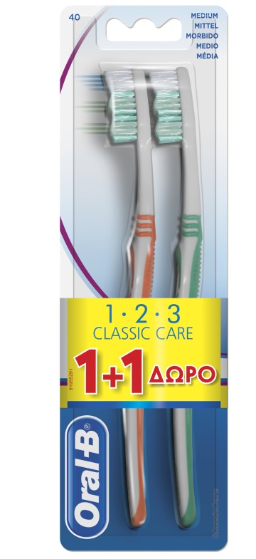 Oral-B  1-2-3 Classic Care Χειροκίνητη Οδοντόβουρτσα, 40mm Μέτρια, ...