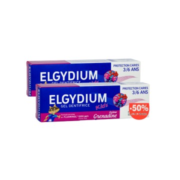 Elgydium Dentifrice Elgydium Kids 100ml avec Saveur Fruits Rouges pour 2+ Ans 1000 ppm 2pcs