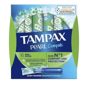Tampax Pearl Compak Super Ταμπόν 16Τμχ Tampax Pearl Compak Super Ταμπόν 16Τμχ