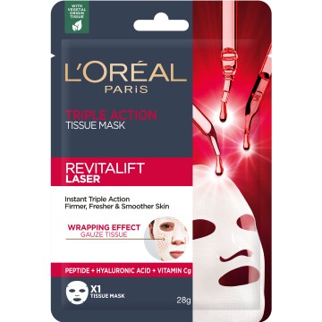 Maskë indi trefishe me veprim LOreal Paris Revitalift Laser 28gr